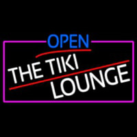 Open The Tiki Lounge With Pink Border Neon Sign