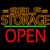 Orange Self Storage Block With Open 1 Neon Sign