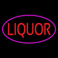 Oval Red Liquor Pink Border Neon Sign
