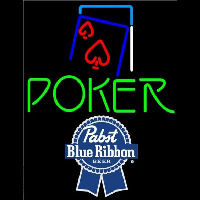 Pabst Blue Ribbon Green Poker Red Heart Beer Sign Neon Sign