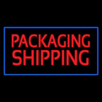 Packaging Shipping Blue Rectangle Neon Sign