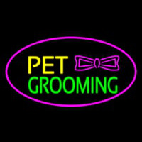 Pet Grooming Logo Oval Purple Neon Sign