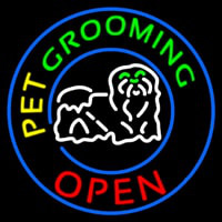 Pet Grooming Open Block Logo Neon Sign