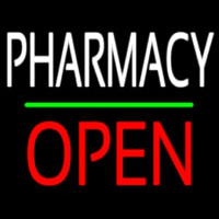 Pharmacy Block Open Green Line Neon Sign