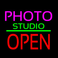 Photo Studio Open Green Line Neon Sign
