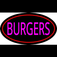 Pink Burgers Oval Red Neon Sign