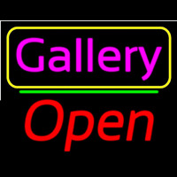 Pink Cursive Gallery With Open 2 Neon Sign