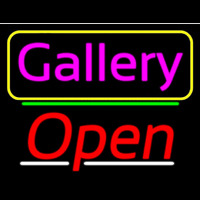 Pink Cursive Gallery With Open 3 Neon Sign