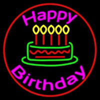 Pink Happy Birthday Neon Sign