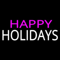 Pink Happy White Holidays Neon Sign