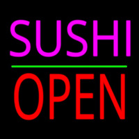 Pink Sushi Block Open Green Line Neon Sign