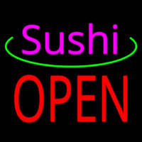 Pink Sushi Block Open Neon Sign