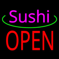 Pink Sushi Red Open Neon Sign