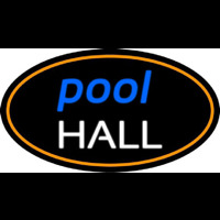 Pool Hall Oval With Orange Border Neon Sign