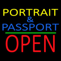 Portrait And Passport With Open 1 Neon Sign