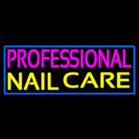 Professional Nail Care With Blue Border Neon Sign