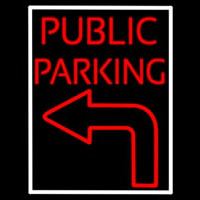 Public Parking With Arrow Neon Sign