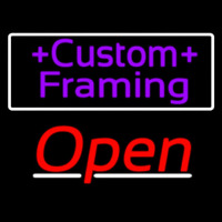 Purple Custom Framing With Open 3 Neon Sign