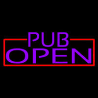 Purple Pub Open With Red Border Neon Sign