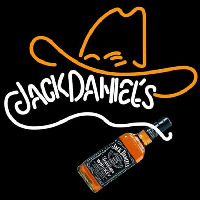 Rare Jack Daniels Whiskey Cowboy Hat Neon Sign