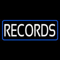 Records Block Blue Border Neon Sign