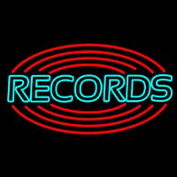Records With Disc Neon Sign