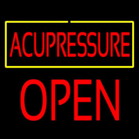 Red Acupressure Yellow Border Block Open Neon Sign