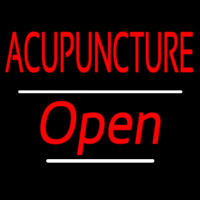 Red Acupuncture Open White Line Neon Sign