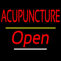 Red Acupuncture Open Yellow Line Neon Sign