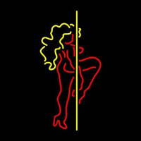 Red And Yellow Pole Dance Girl Neon Sign