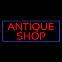 Red Antique Shop Blue Border Neon Sign