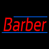 Red Barber With Blue Lines Neon Sign