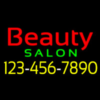 Red Beauty Salon With Phone Number Neon Sign