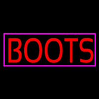 Red Boots Pink Border Neon Sign