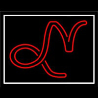 Red Capricorn Logo White Border Neon Sign