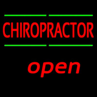 Red Chiropractor Green Lines Open Neon Sign