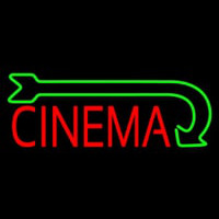 Red Cinema With Green Arrow Neon Sign