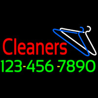 Red Cleaners Phone Number Logo Neon Sign