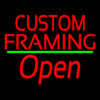 Red Custom Framing With Open 3 Neon Sign