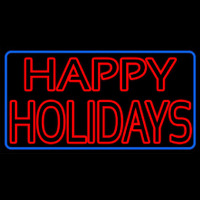 Red Double Stroke Happy Holidays Neon Sign