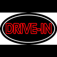 Red Drive In With White Border Neon Sign