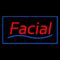 Red Facial Blue Border Neon Sign