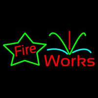 Red Fireworks Block Neon Sign