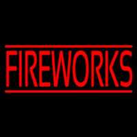 Red Fireworks Block Neon Sign