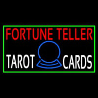 Red Fortune Teller White Tarot Cards With Green Border Neon Sign