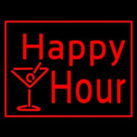 Red Happy Hour With Wine Glass Neon Sign