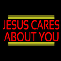 Red Jesus Cares About You Neon Sign