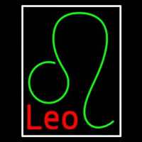 Red Leo Zodiac White Border Neon Sign