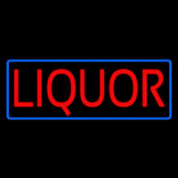 Red Liquor Blue Border Neon Sign