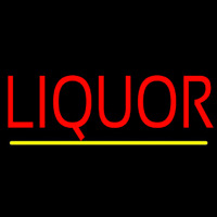 Red Liquor Yellow Line Neon Sign